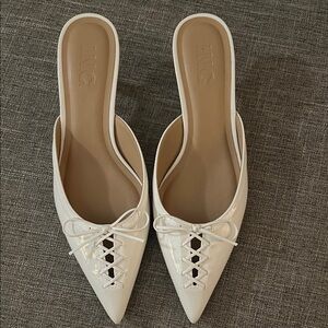 INC International Concepts White Lace-Up Mules
